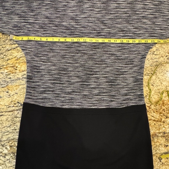 Ann Taylor Loft Black White Tweed Dolman Sleeve Contrast Shift Dress Size 8 - Picture 7 of 9